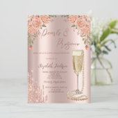 Druppels Parels Prosecco Rozen Bruidsmeisje Kaart (Staand voorkant)