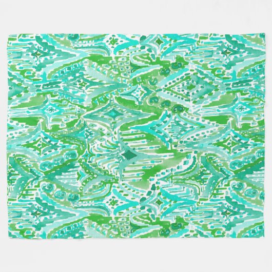 DRUPPELS VAN DE WONDER Tribal Beachy Boho Ikat Wat Fleece Deken (Voorkant (Horizontaal))