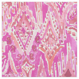 DRUPPELS VAN WONDER Tribal Pink Boho Ikat Waterver Stof