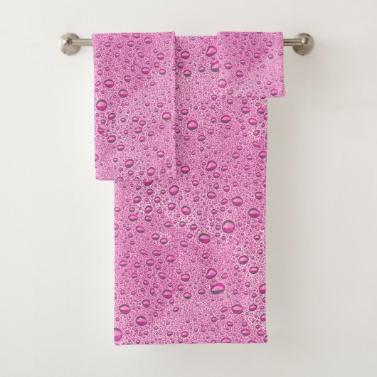 Druppels voor warm roze water bad handdoek (Insitu)
