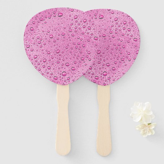 Druppels voor warm roze water handwaaier (Voorkant en achterkant)