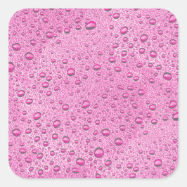 Druppels voor warm roze water vierkante sticker