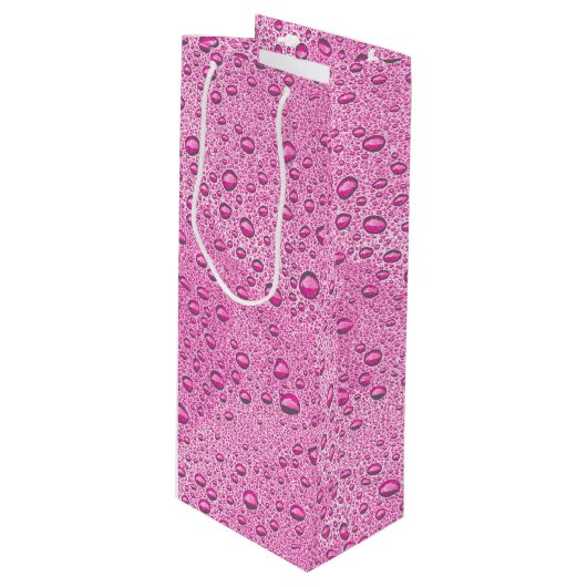 Druppels voor warm roze water wijn cadeautas (Voorkant Gekanteld)