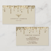 druppelt faux glitter bee visitekaartje (Voorkant / Achterkant)