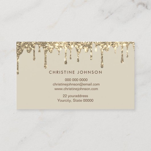 druppelt faux glitter bee visitekaartje (Achterkant)