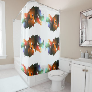 Druppelverf en penselen douchegordijn