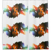 Druppelverf en penselen douchegordijn (Voorkant)