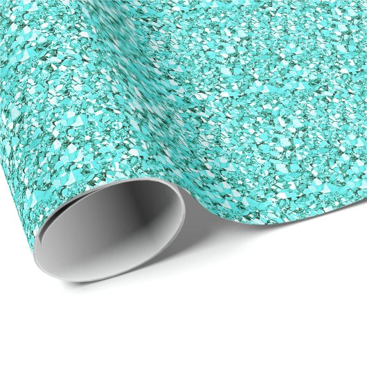 Druzy crystal - aquamarineblauw cadeaupapier (Rol Hoek)