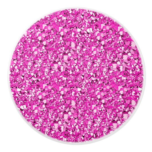 Druzy crystal - fuchsia roze keramische knop (Voorkant)