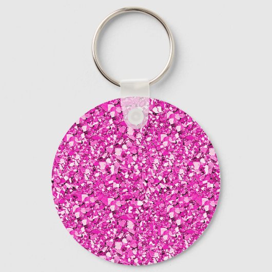Druzy crystal - fuchsia roze sleutelhanger (Voorkant)