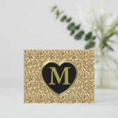Druzy crystal monogram - metallisch goud briefkaart (Staand voorkant)