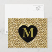 Druzy crystal monogram - metallisch goud briefkaart (Voorkant / Achterkant)