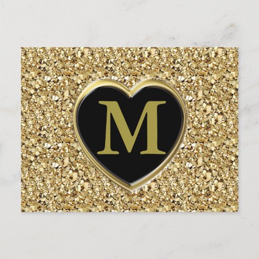 Druzy crystal monogram - metallisch goud briefkaart (Voorkant)