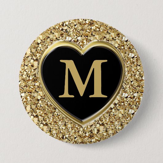 Druzy crystal monogram - metallisch goud ronde button 7,6 cm (Voorkant)