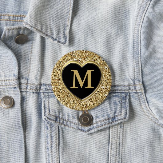 Druzy crystal monogram - metallisch goud ronde button 7,6 cm (In situ)