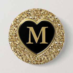 Druzy crystal monogram - metallisch goud ronde button 7,6 cm