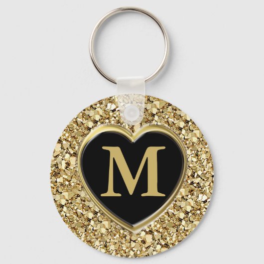 Druzy crystal monogram - metallisch goud sleutelhanger (Voorkant)