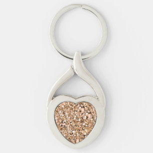Druzy kristal - roos goudkleur sleutelhanger