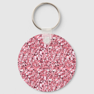 Druzy kristal - roos kwarts roze sleutelhanger
