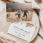 Dry Boho Pampas Grass Wedding Save the Date Kaart