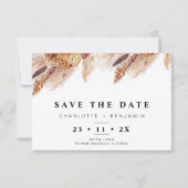Dry Boho Pampas Grass Wedding Save the Date Kaart (Voorkant)