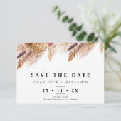 Dry Boho Pampas Grass Wedding Save the Date Kaart (Staand voorkant)