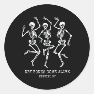 Dry Bone Come Alive Grappig Skelet Dansen Hallowe Ronde Sticker