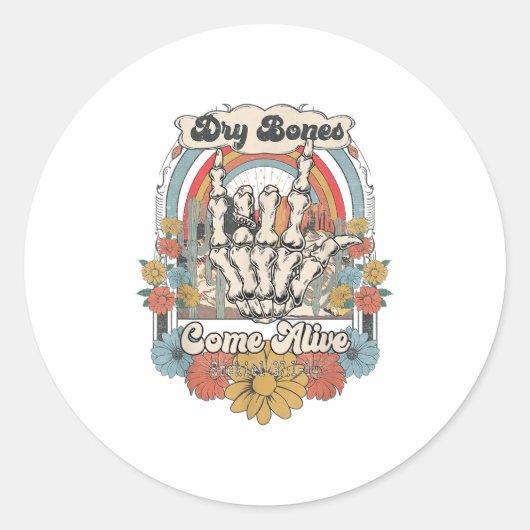 Dry Bones Come Alive Christian, Christian Motivati Ronde Sticker (Voorkant)