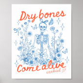 Dry Bones Come Alive Christian Funny Skeleton Hall Poster (Voorkant)