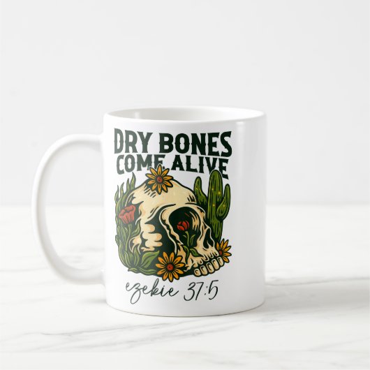 Dry Bones Come Alive Christian Skeleton Floral Eze Koffiemok (Links)