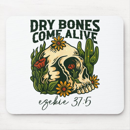 Dry Bones Come Alive Christian Skeleton Floral Eze Muismat (Voorkant)