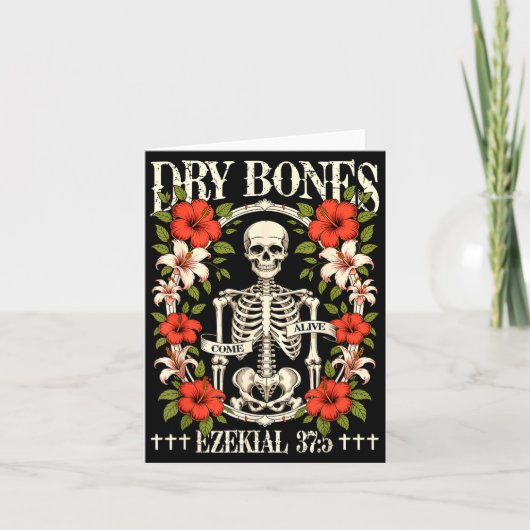 Dry Bones Come Alive Funny Skeleton Floral Christi Kaart (Voorkant)