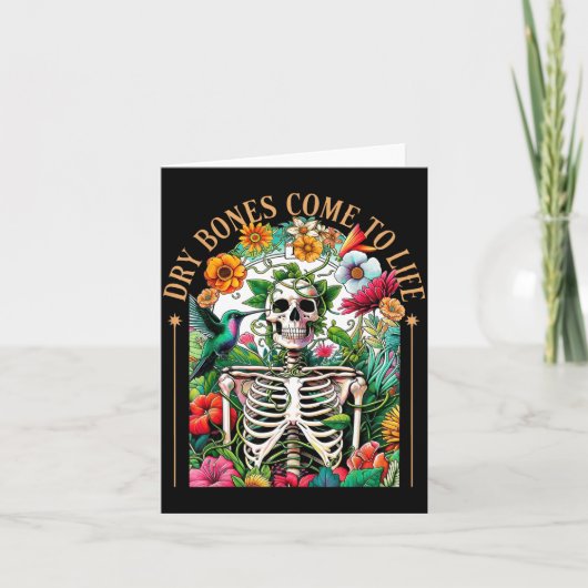 Dry Bones Come Alive Funny Skeleton Floral Christi Kaart (Voorkant)