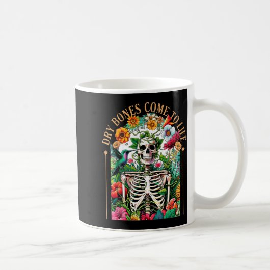 Dry Bones Come Alive Funny Skeleton Floral Christi Koffiemok (Rechts)