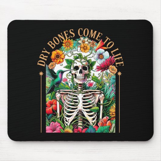 Dry Bones Come Alive Funny Skeleton Floral Christi Muismat (Voorkant)