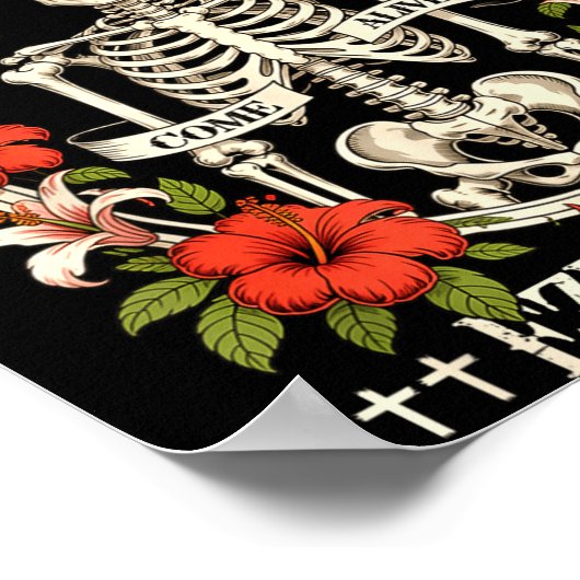 Dry Bones Come Alive Funny Skeleton Floral Christi Poster (Hoek)