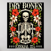 Dry Bones Come Alive Funny Skeleton Floral Christi Poster (Voorkant)