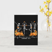 Dry Bones Come Alive Halloween Skeleton Dancing Ch Kaart (Gele Bloem)