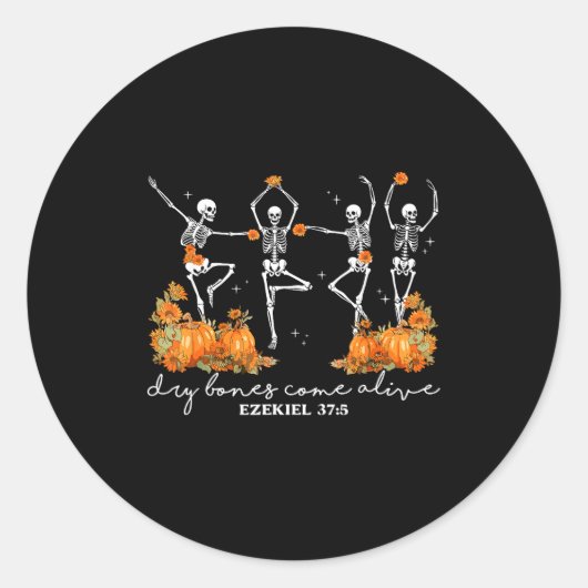 Dry Bones Come Alive Halloween Skeleton Dancing Ch Ronde Sticker (Voorkant)