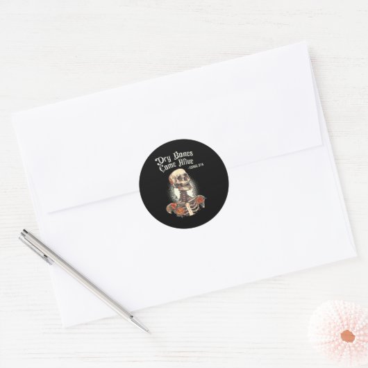 Dry Bones Come Alive Skeleton Floral Christian Hal Ronde Sticker (Envelop)