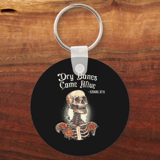 Dry Bones Come Alive Skeleton Floral Christian Hal Sleutelhanger (Voorkant)