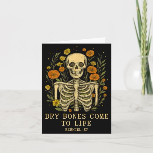Dry Bones Come To Life Dancing Floral Skeleton  Kaart (Voorkant)