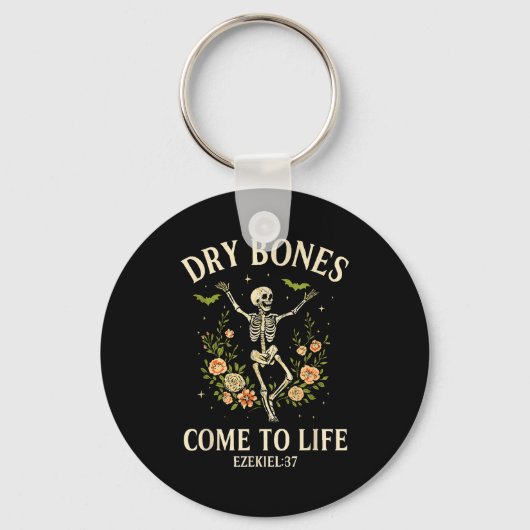 Dry Bones Come To Life Dancing Floral Skeleton Sleutelhanger (Voorkant)