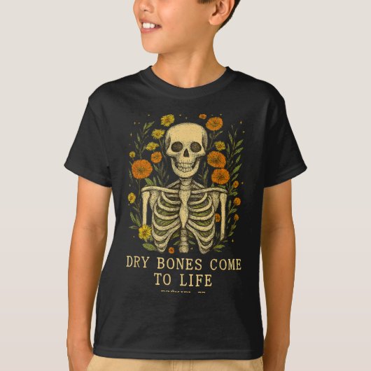 Dry Bones Come To Life Dancing Floral Skeleton T-shirt (Voorkant)