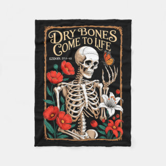 Dry Bones Come to Life Skeleton Floral Ezekiel Fleece Deken