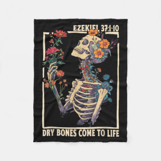 Dry Bones Come to Life Skeleton Floral Ezekiel Fleece Deken