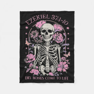 Dry Bones Come to Life Skeleton Floral Ezekiel Fleece Deken
