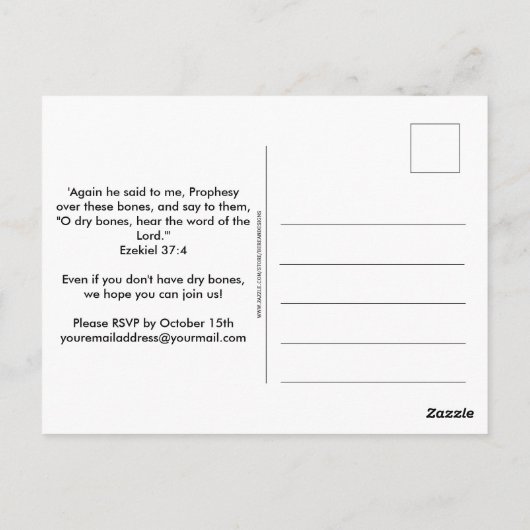 DRY BOTTEN Christelijke uitnodiging van Halloween- (Achterkant)