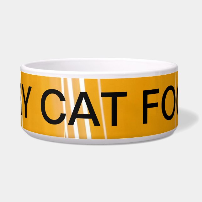 "DRY CAT FOOD" Minimalistische Tekst Kom (Voorkant)