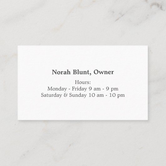 Dry Cleaner Laundry Service Tuxedo Visitekaartje (Achterkant)